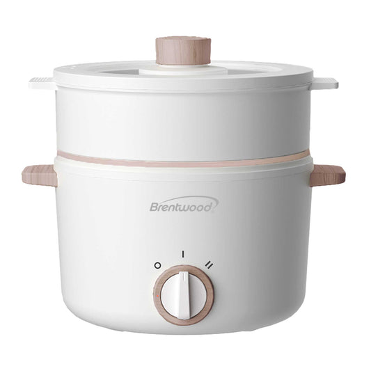 BRENTWOOD ELECTRIC HOT POT W/STEAMER BASKET