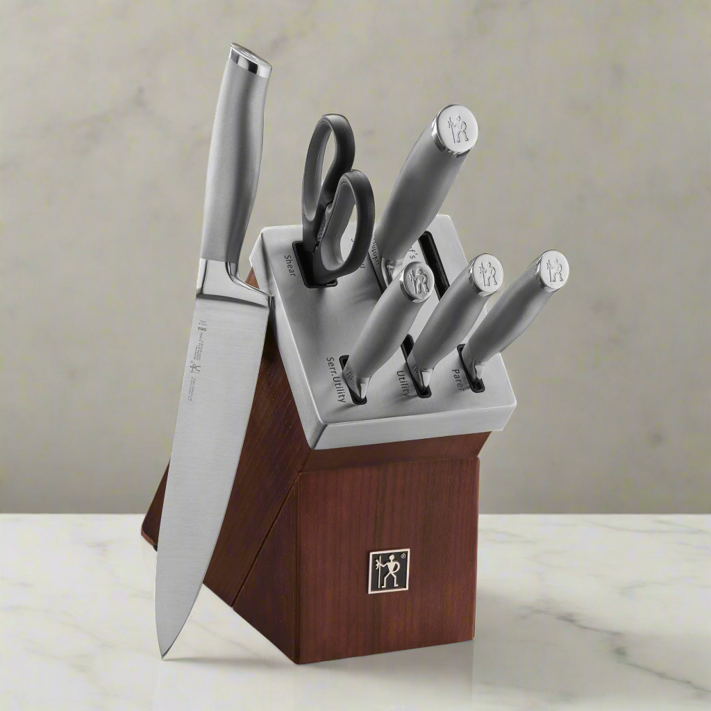 J.A. HENCKELS INTERNATIONAL MODERNIST 7-PC SELF SHARPENING KNIFE BLOCK SET